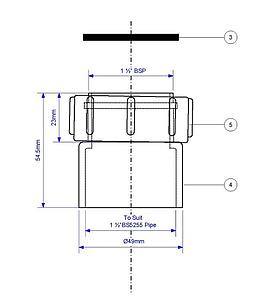 Hansgrohe Mcalpine T25 Cap And Lining Bsp Coupling Adapter For Bath Wastes 11/2"