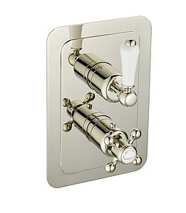 Just Taps Grosvenor Lever Thermo Concealed 2 Outlet Shower Valve Vertical Nickel