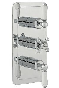 Just Taps Grosvenor Lever Concealed Thermostatic 3 Outlet Valve Vertical Chrome