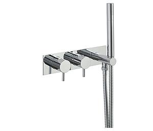 Just Taps Thermostatic Concealed 2 Outlet Shower Valve With Attached Handle Chrome