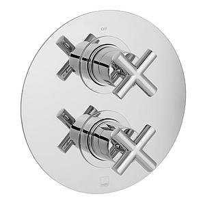 Vado Dx Elements 2 Outlet 2 Handle Concealed Thermostatic Valve Round Backplate Chrome Plated