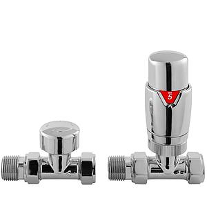 Hudson Reed Luxury Straight Thermostatic Radiator Valves Pack Chrome