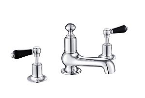Just Taps Grosvenor Lever Three Hole Deck Mounted Basin Mixer Chrome