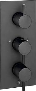 Just Taps Vos Two Outlet Thermo Conc Valve Vertical Matt Black