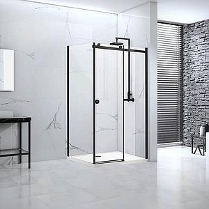Frontline Aquaglass Sphere 1400 Slider Matt Black & Clear Glass (f06364)