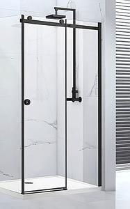 Frontline Aquaglass Sphere 1200 Slider Matt Black & Clear Glass (f06363)