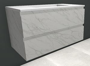 Faeber Mode 900mm 2 Drawer Basin Vanity Unit Bianco Carrara Stone