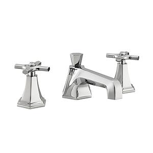 Crosswater Waldorf 3 Hole Deck Mounted Basin Mixer Tap Set with Chrome Crosshead Handles (New Collars) Chrome