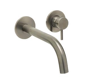 Just Taps Vos Single Lever Wall Mounted Basin Mixer With Spout 150mm Brushed Black