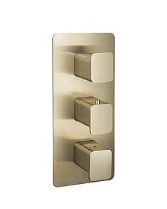 Just Taps Hix Thermo Valve 2 Option 3 Handle Vertical Brushed Brass