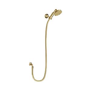 Burlington Riviera Handset & Hose & Elbow Gold