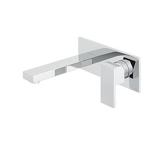 Vado Notion 2 Hole Basin Mixer Single Lever Wall Mounted With Rectangular Back Plate And Honeycomb Flow Regulator Chrome