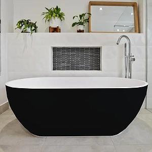 StoneKAST Pebble Freestanding Bath 1800 x 900mm Matt Black Grey RAL 7021 (Waste Included)