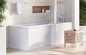 Cubico Lopez L-shape Wooden Bath Front Panel Gloss White