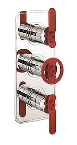 Crosswater Union 3 Handle Trimset for Shower Mixer Valve WLBP2000R+ or WLBP3000R+ Chrome with Red Lever Handles