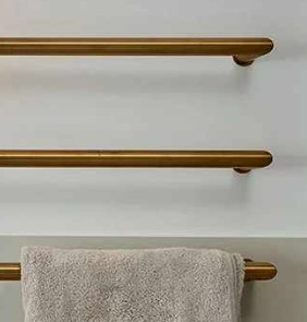 Thermosphere 12v Heated Towel Bar Double Round 632mm Polished Brass