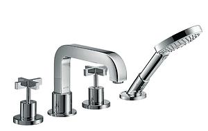 Axor Citterio 4-hole Rim-mounted Bath Mixer With Cross Handles And Escutcheons Chrome