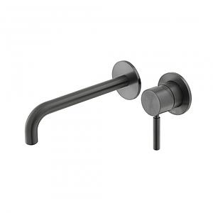 Vado Individual Origins Slimline 2 Hole Wall Mounted Single Lever Basin Mixer With 180mm Spout Brushed Black