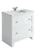 Cubico Fairfax 800mm Vanity Unit In Matt White With Marble Worktop & Ceramic Basin