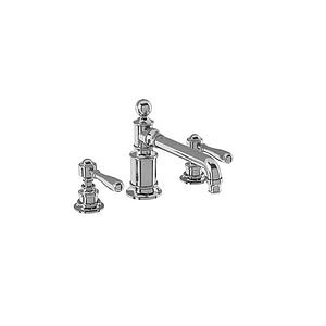 Arcade Three Hole Basin Mixer Taps - Deck Mounted Without Pop Up Waste - Chrome