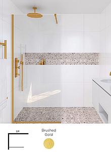 Showerlab View 01 Walk- In Enclosure Fixed Panel Standard - Fixed Sizes Only 881-895mmx2000mm , Left Hand , Brushed Gold