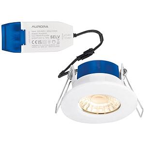 Aurora 240v 6w Led Ip65 Fixed Dimm. Fire Rated Downlight White 4000k