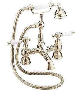 Heritage Glastonbury Deck Mounted Bath Shower Mixer Tap Gold