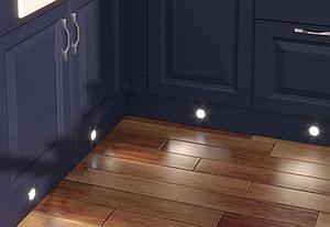 Cubico 5 Light Round Led Plinth Kit Chrome Ip65 0.4 Watt