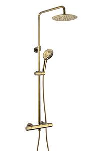 Just Taps VOS 2 Outlet Thermostatic Cool Touch Bar Valve with adjustable riser and shower kit Brushed Brass