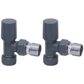 Anthracite Radiator Valve Angled 15mm (Pair)
