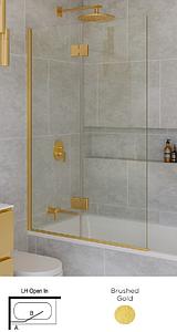 Showerlab Brushed Brass Bath Screen Folding in 2 Panel