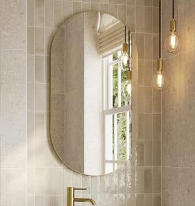 Hib Trim Pill 50 (brushed Brass Frame) Mirror H90 X W50cm X D2.5cm