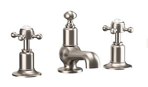 Crosswater Belgravia Crosshead 3 Tap Hole Basin Set Brushed Nickel