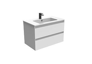 Saneux Uni 80cm 2 Drawer Wall Mounted Unit - Matte White