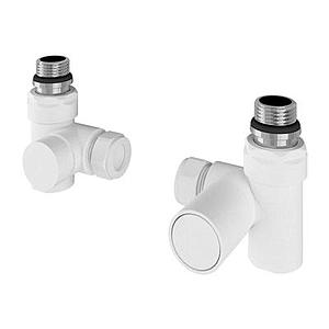 Eastbrook Corner Manual Dual Fuel Radiator Valves (pair) Matt White