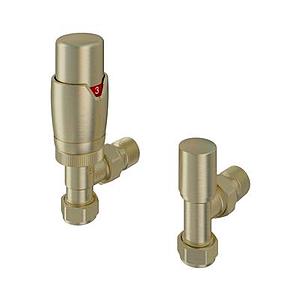 Eastbrook 15mm Angled Trv And Lockshield Valve Brushed Brass