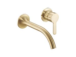 Just Taps Kono Wall Mounted Basin Mixer Brushed Brass