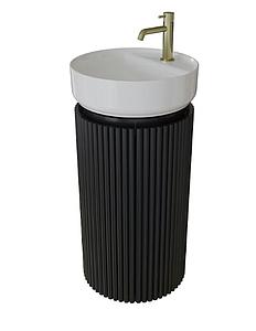 Saneux Oxford 40cm Fluted Floor Standing Basin Unit - Matte Black