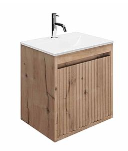 Flute 470 Wall Hung drawer Unit with Ice White Glass Basin