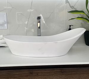 StoneKAST Classic Sit On Basin Matt White 600x350mm - Ex Display
