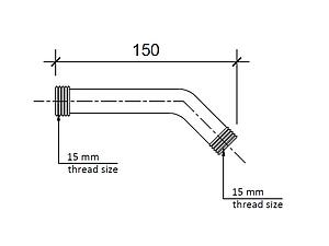 Just Taps Techno Shower Arm 175mm Chrome