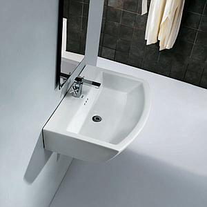 NoCode IT8 Wall Hung Bow Fronted White Bathroom Basin Sink 700mm 1 Tap Hole - SALE