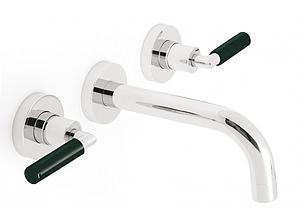 Vado Nuance 3 Hole Basin Mixer With 200mm Spout Wall Mounted With Black Handle